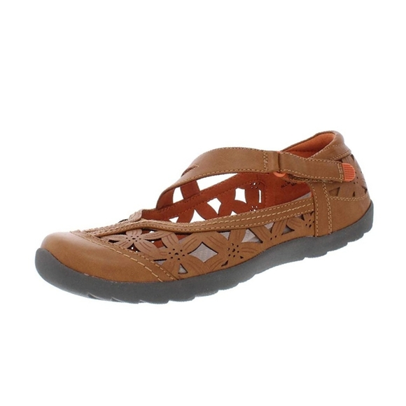 BareTraps Shoes - Baretraps Ferra Womens Brown Faux Leather Cutout Closed Toe Flat Shoe Size 9M